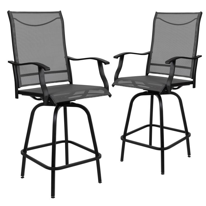 Flash Furniture - Patio Bar Stools (Set of 2) - Gray