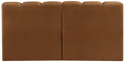 Arc - Velvet 2 Pieces Modular Sofa - Saddle