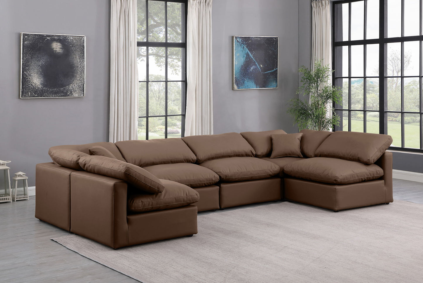 Indulge - Faux Leather 6 Piece Modular U-Shaped Sectional