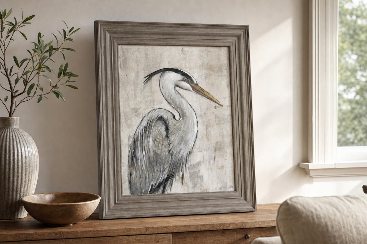 22x26 Grey Heron I By Tim OToole - Dark Gray