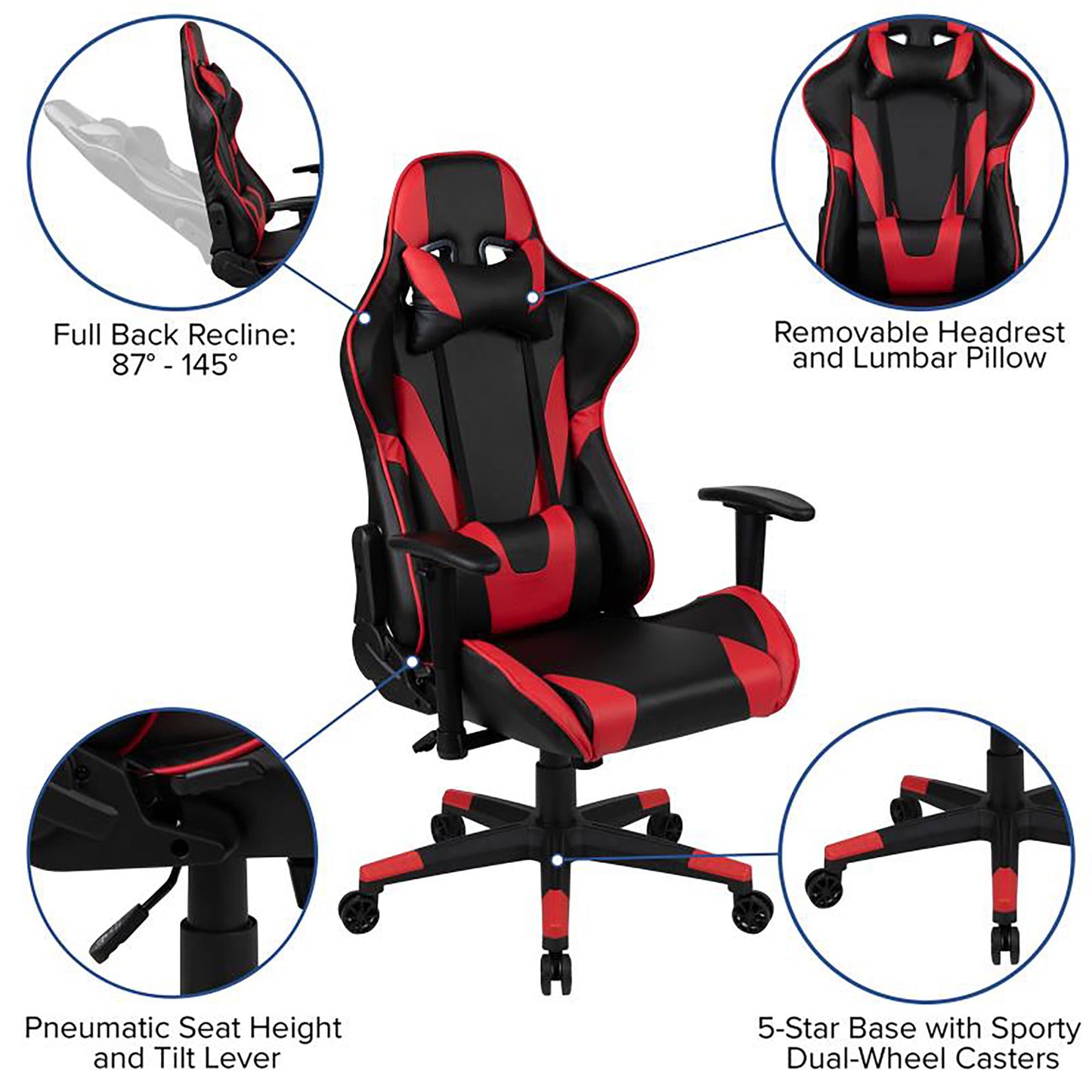 Flash Furniture - 2 Piece X20 Premium Gaming Chair With XL Gaming Desk Set - Black / Red