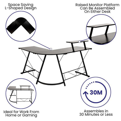 Flash Furniture - L-Shaped Computer Gaming Desk - Black