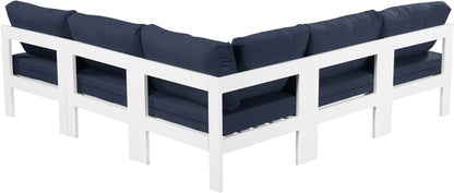 Nizuc - Outdoor Patio 5 Piece Modular Sectional With White Frame