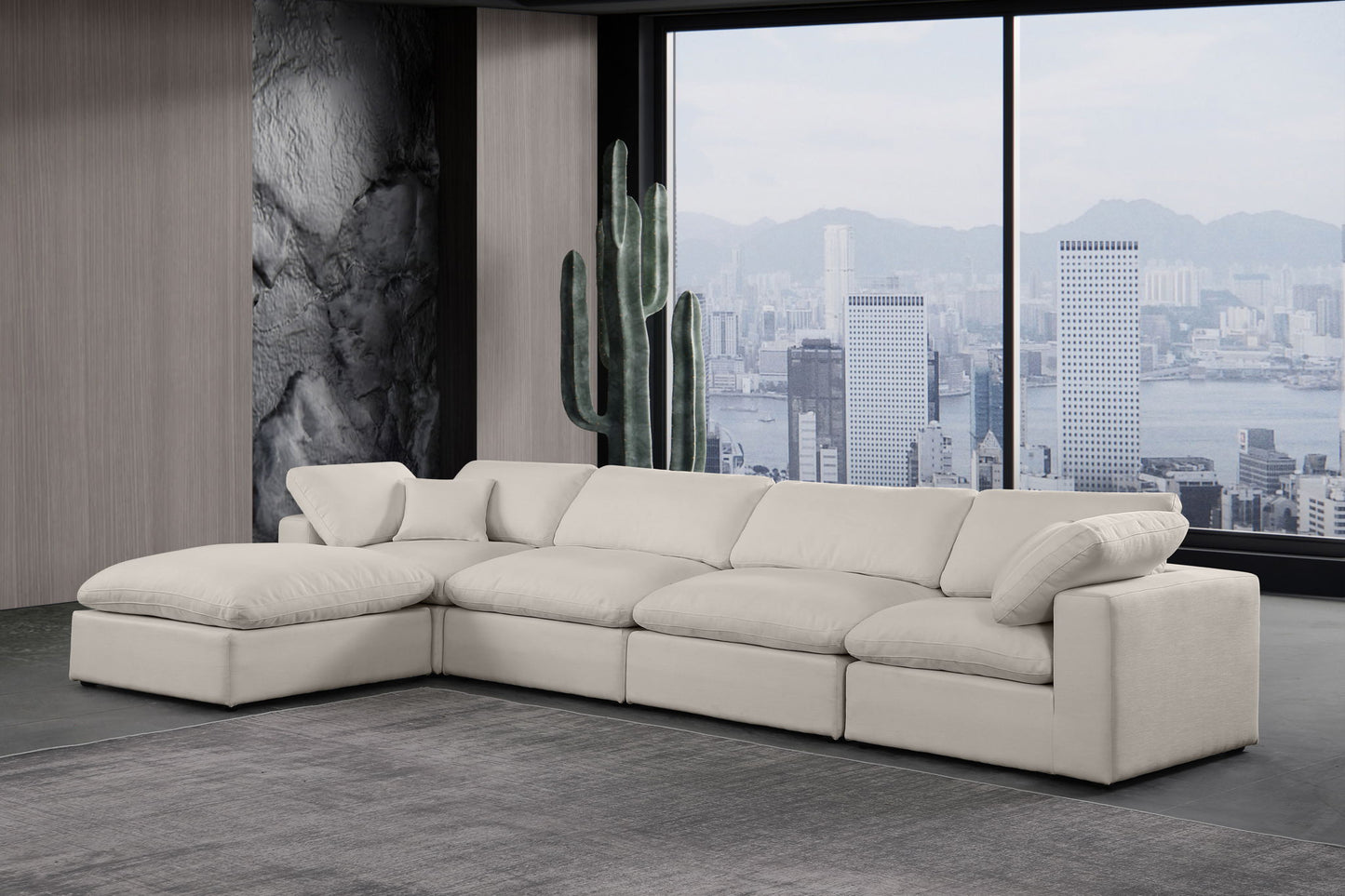 Comfy - 5 Piece Linen Modular Sectional With Chaise