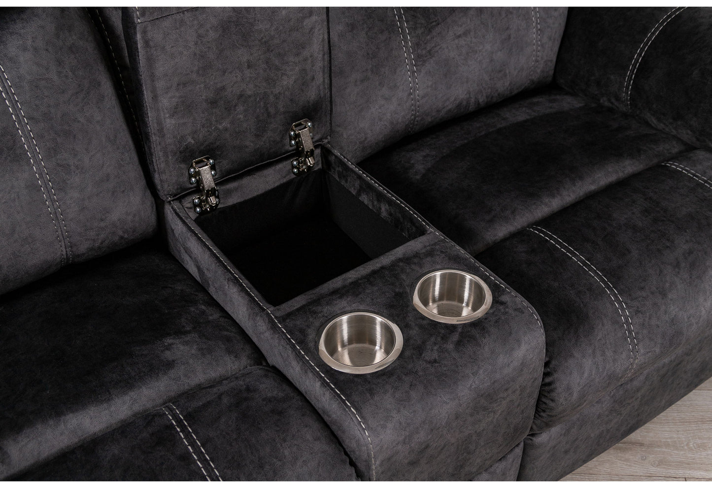 U7303 - 3 Piece Living Room Set (Recliner Sofa / Console Power Recliner Loveseat / Glider Recliner) - Granite