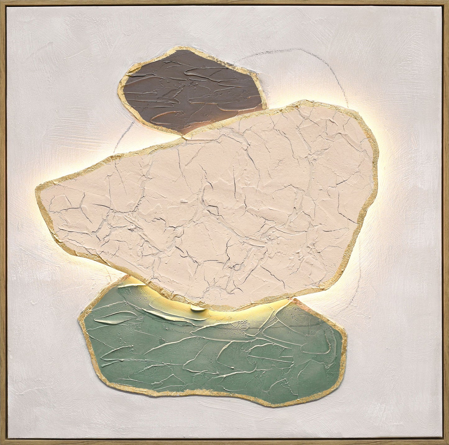Earthen Forms II Hand-Painted LED Canvas In Frame - Beige / Blush
