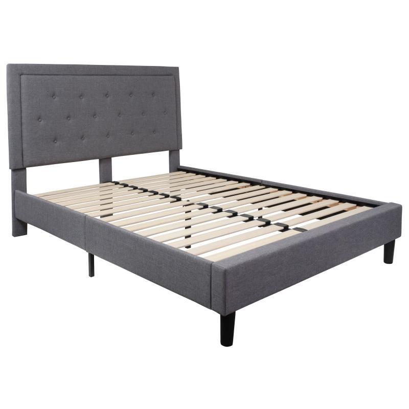 Flash Furniture - Queen Size Roxbury Platform Bed Frame - Light Gray