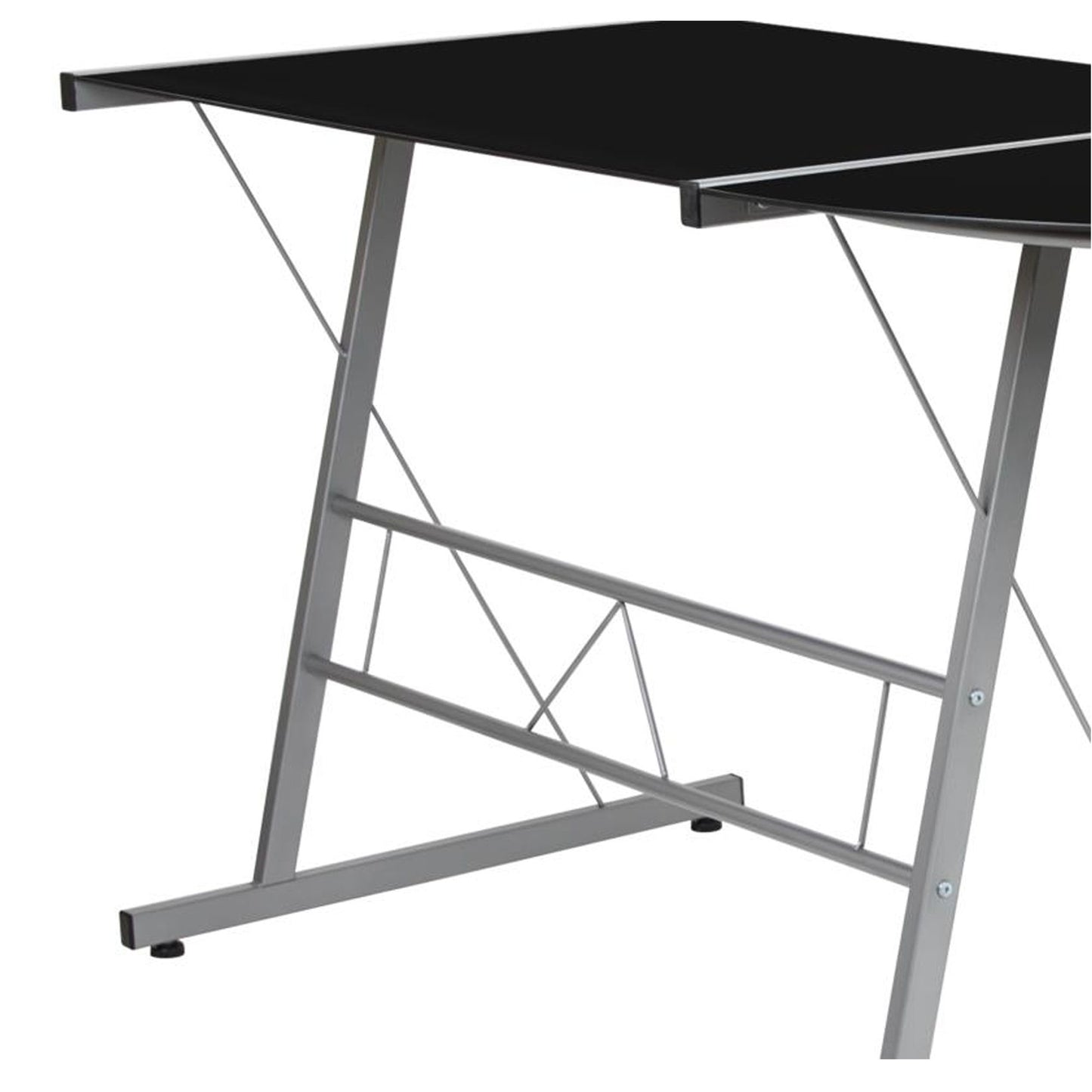Flash Furniture - L-Shaped Computer Gaming Desk - Black / Pearl Silver