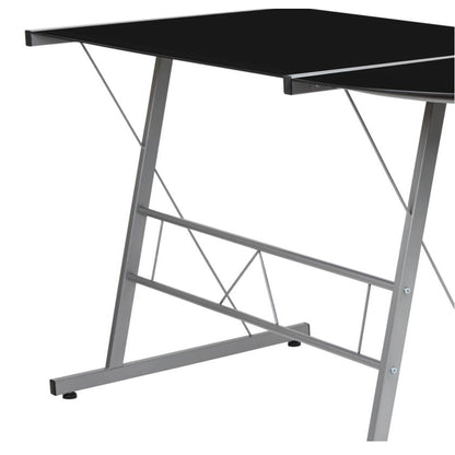 Flash Furniture - L-Shaped Computer Gaming Desk - Black / Pearl Silver