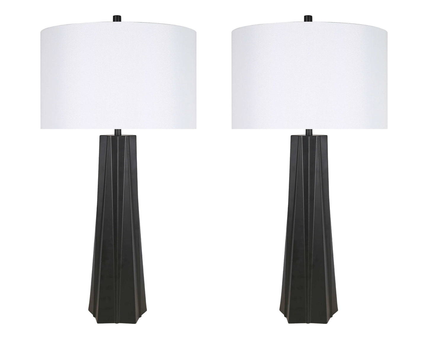 "Obsidian Glow" Metal Table Lamp (Set of 2) - Matte Black