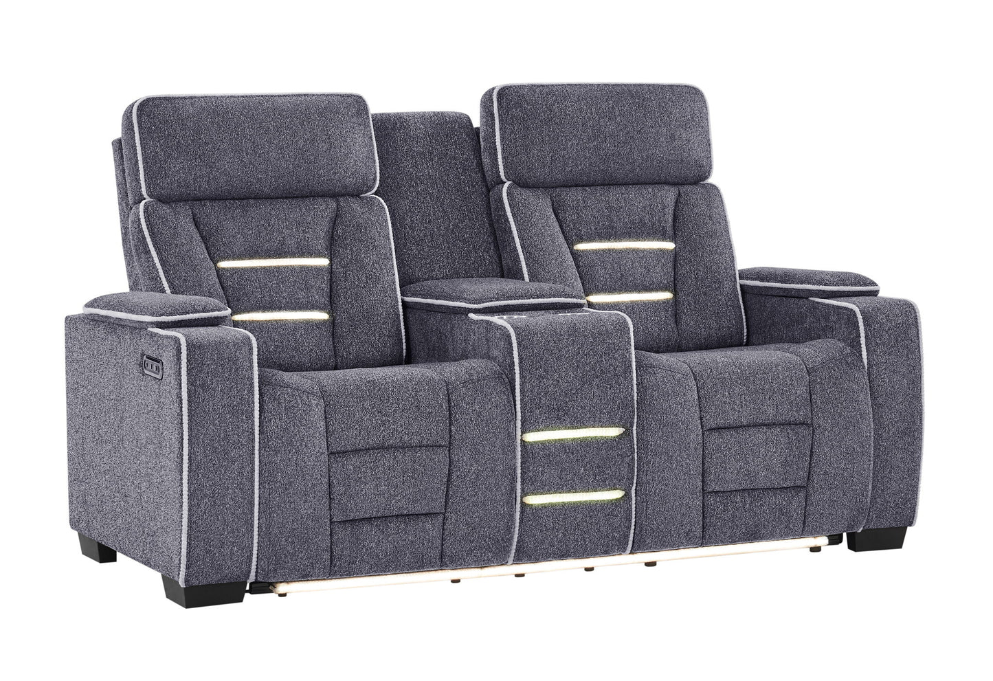 U1895 - P2 Console Reclining Loveseat With IS And LED - Dark Gray