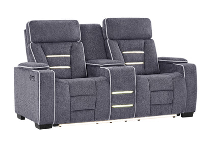 U1895 - P2 Console Reclining Loveseat With IS And LED - Dark Gray