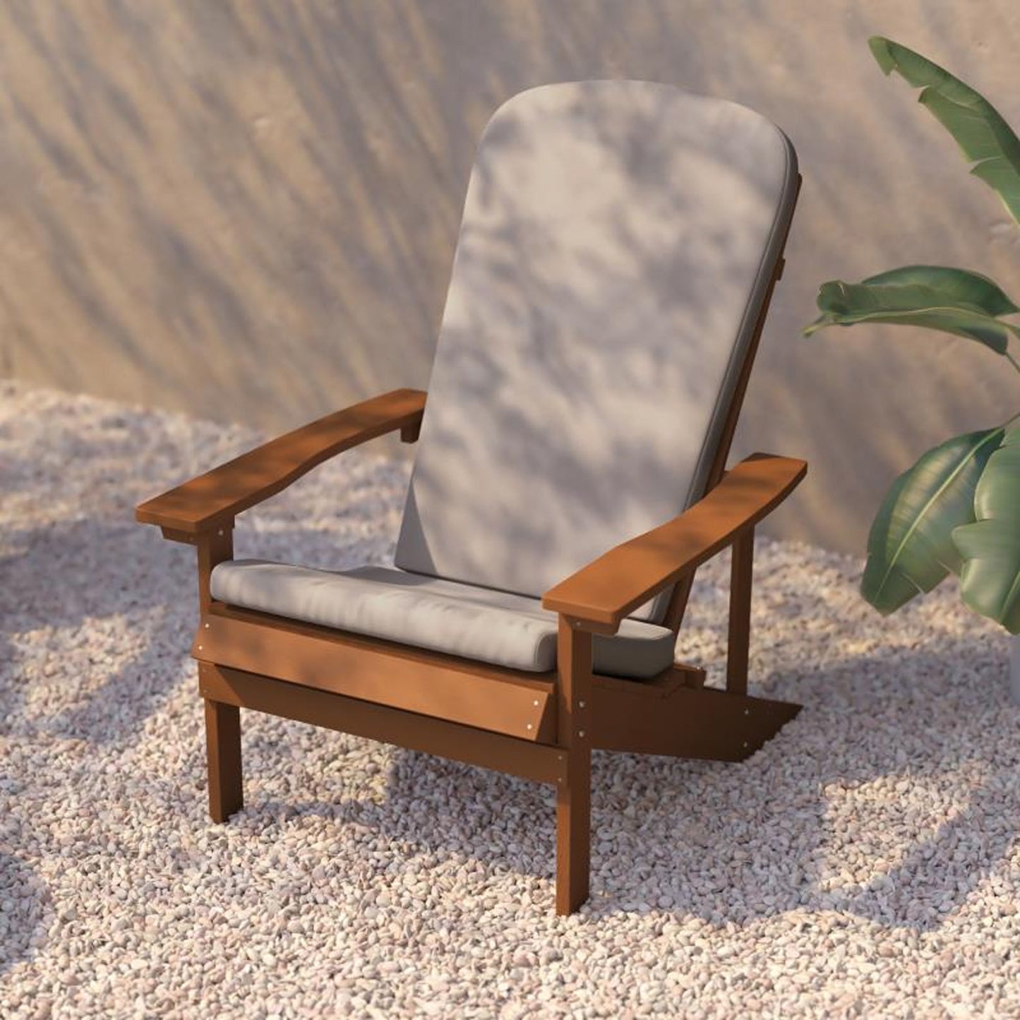 Flash Furniture - Chairs With Cushion (Set of 2) - Teak / Cream