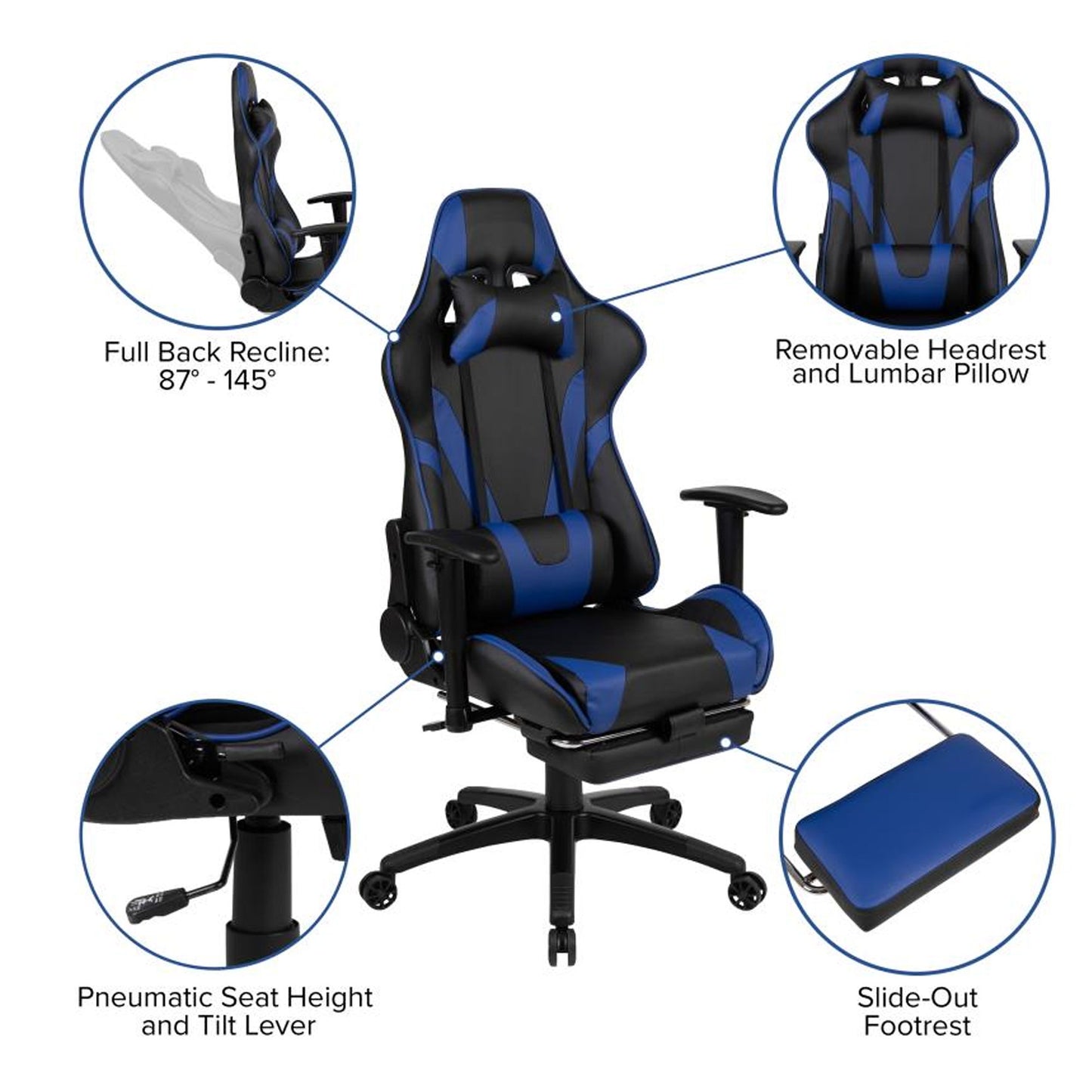 Flash Furniture - 2 Piece Gaming Desk & Chair Set - Black / Blue