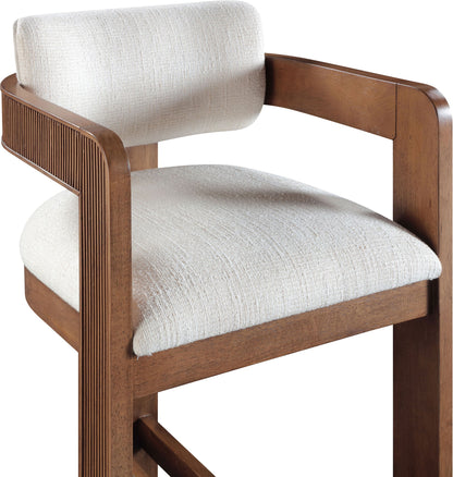 Sacha - Linen Stool With Brown Base