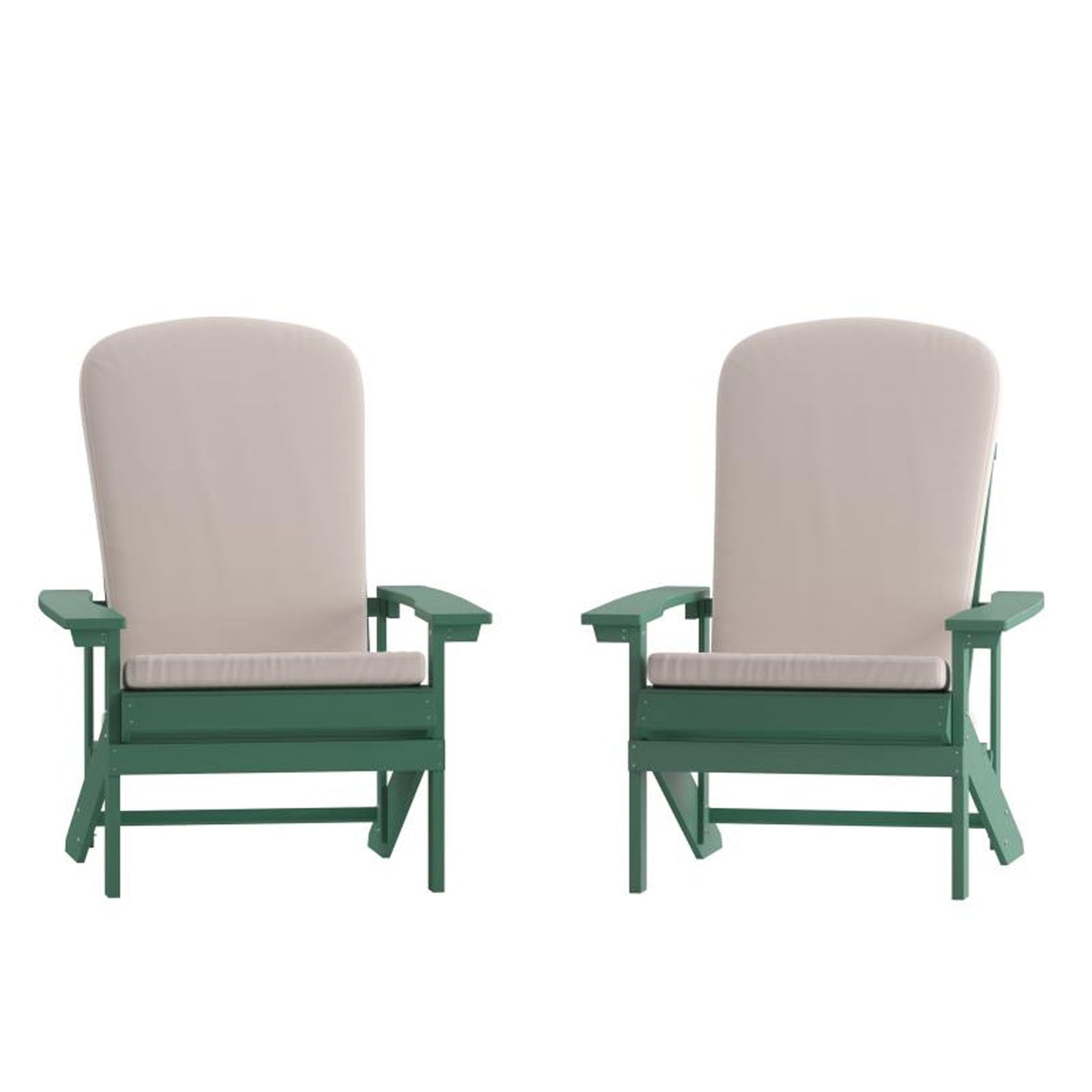 Flash Furniture - Chairs With Cushion (Set of 2) - Green / Cream