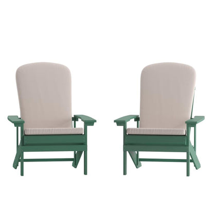 Flash Furniture - Chairs With Cushion (Set of 2) - Green / Cream