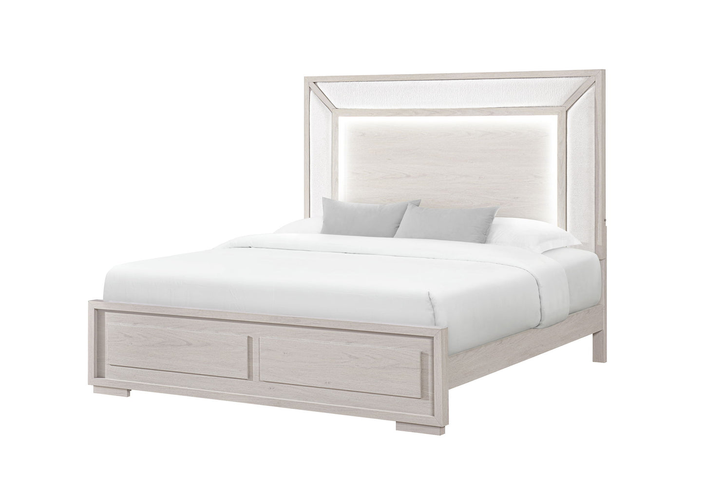 Clara - King Bed With LED - Beige
