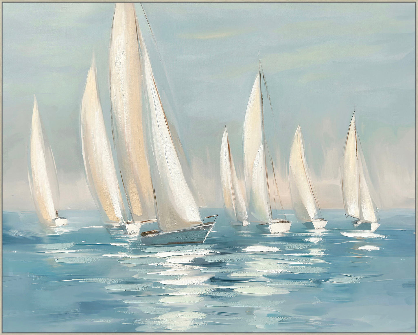 Gliding Sails - 56" x 70" Framed Wall Art - Blue
