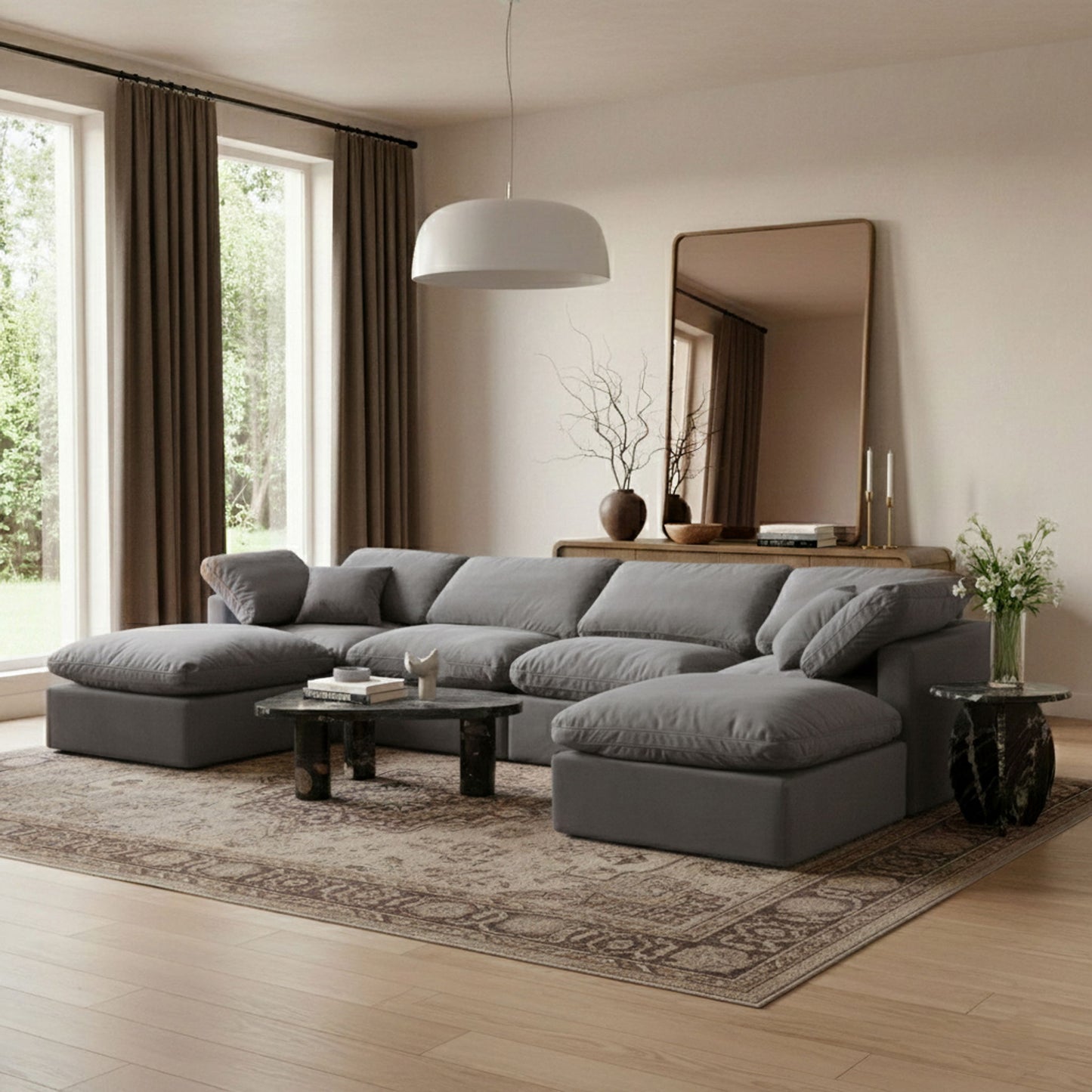 Indulge - Velvet 6 Piece Modular Double Chaise Sectional