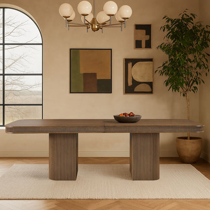 Mohari - Solid Wood And Oak Veneer 112" / 160" Dining Table