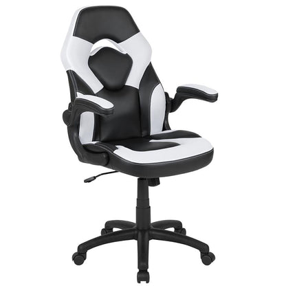Flash Furniture - 2 Piece Racing Chair And Gaming Desk Set - Black / White