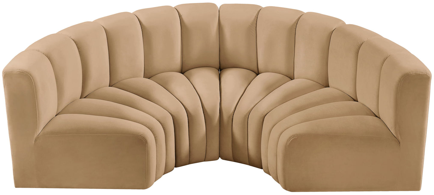 Arc - Velvet 4 Piece U-Shaped Modular Sofa