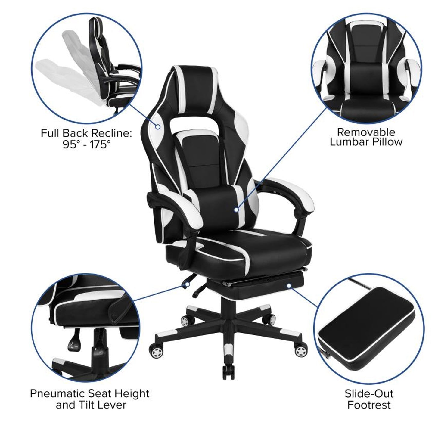 Flash Furniture - 2 Piece Gaming Desk & Chair Set - Black / White