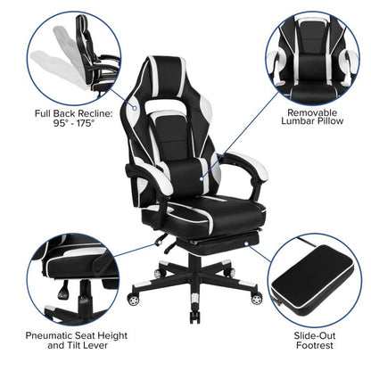 Flash Furniture - 2 Piece Gaming Desk & Chair Set - Black / White
