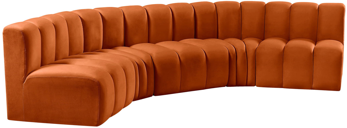 Arc - Velvet 5 Piece U-Shaped Modular Sofa