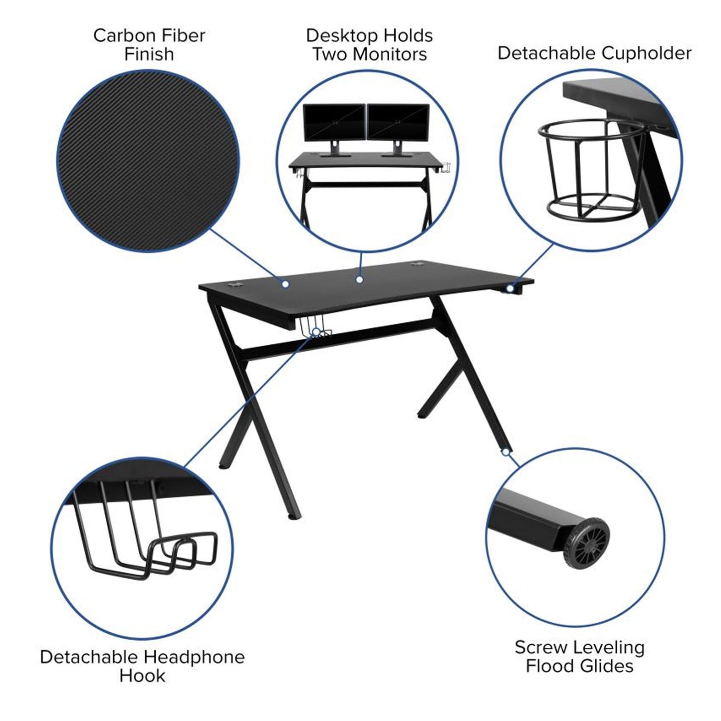 Flash Furniture - 2 Piece Ergonomic Racing Style Gaming - Gray