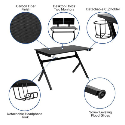 Flash Furniture - 2 Piece Ergonomic Racing Style Gaming - Gray