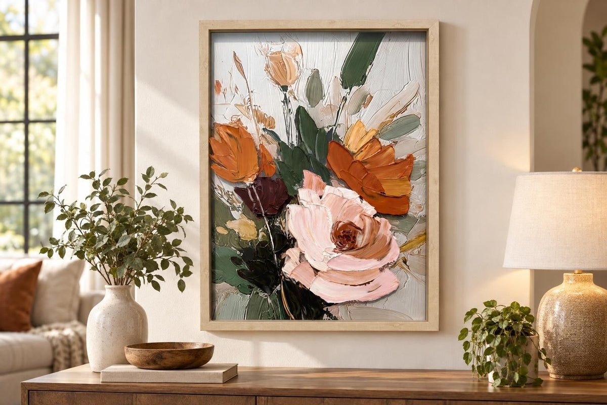 Amber Petal Rhapsody I - 24 X 32 - Hand-Embellished Plexiglass In Frame - Pink