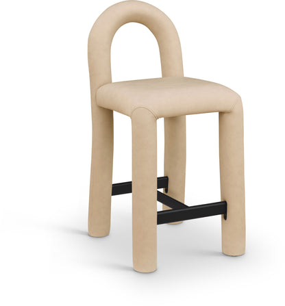 Amari - Vegan Leather and Boucle Fabric Stool