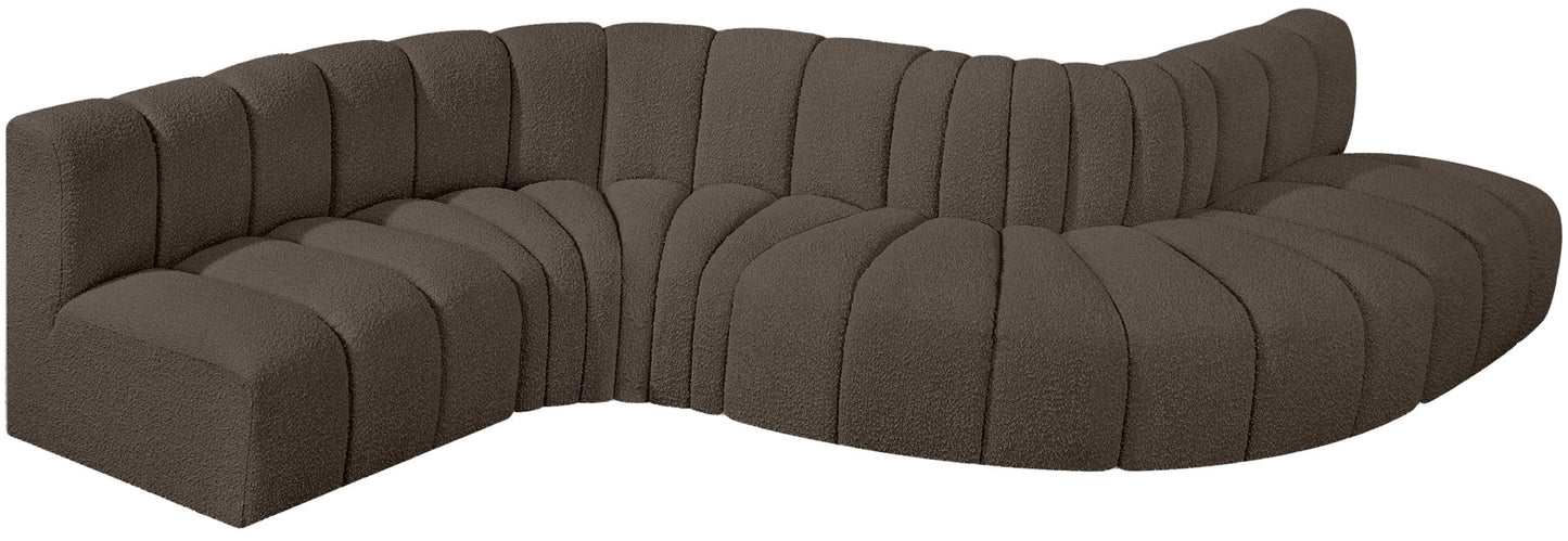 Arc - Boucle Fabric 6 Piece Curved Modular Sofa