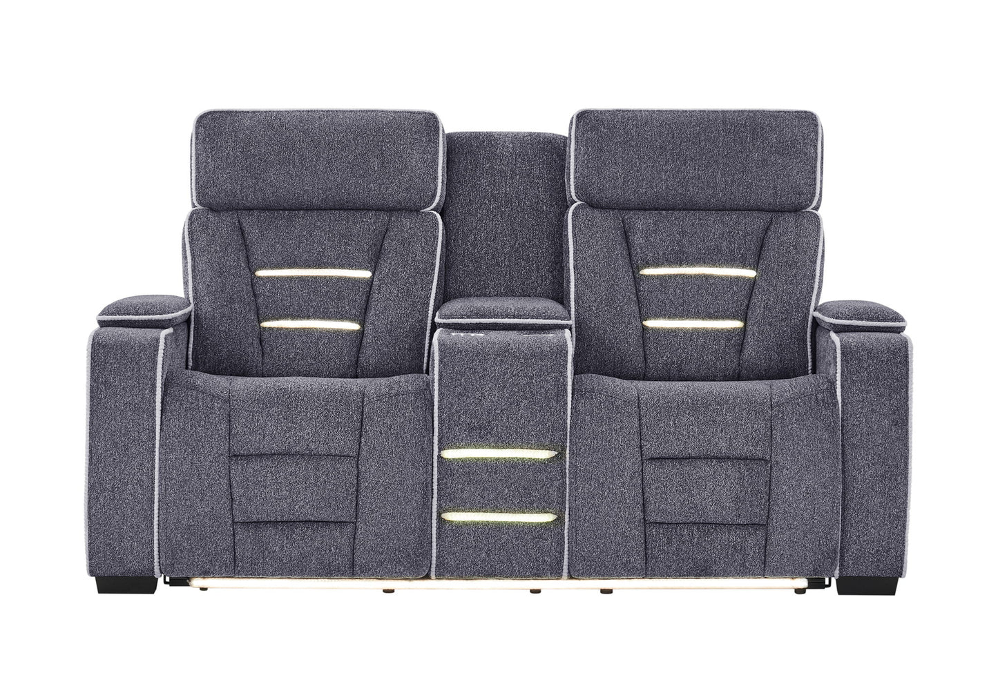 U1895 - P2 Console Reclining Loveseat With IS And LED - Dark Gray