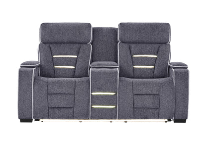 U1895 - P2 Console Reclining Loveseat With IS And LED - Dark Gray
