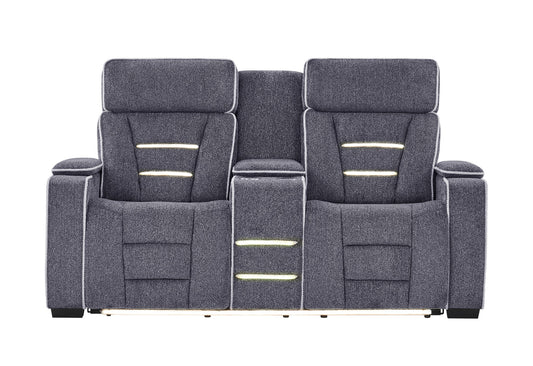 U1895 - P2 Console Reclining Loveseat With IS And LED - Dark Gray
