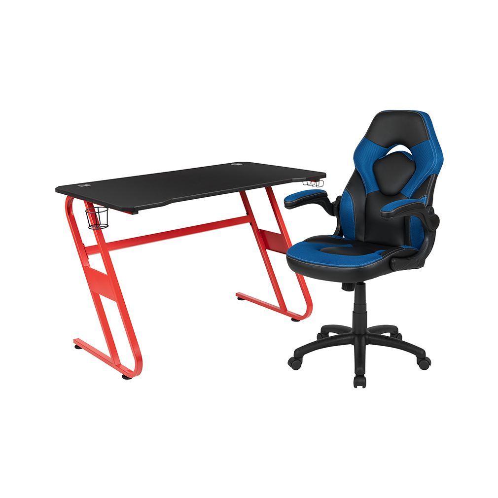 Flash Furniture - 2 Piece Ergonomic Racing Style Gaming - Blue