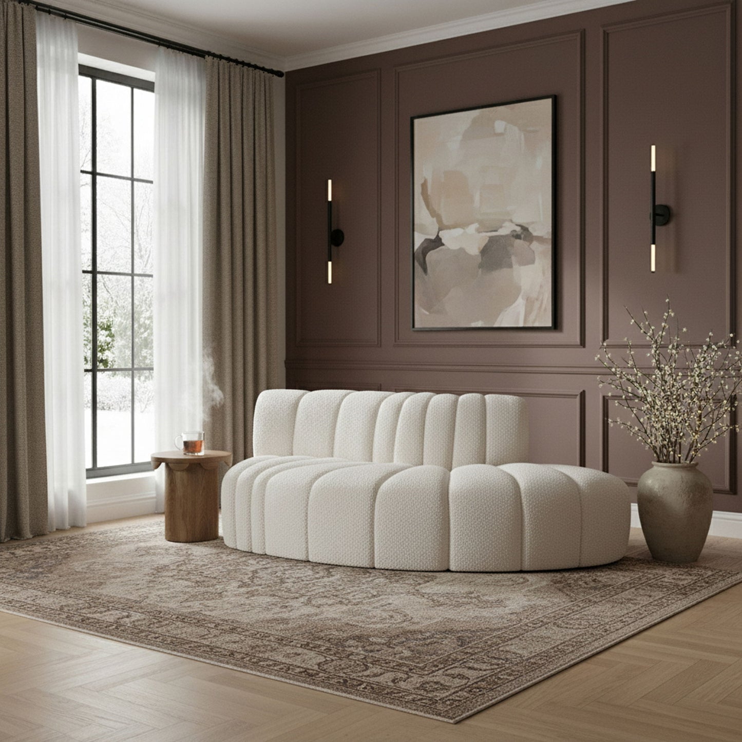 Arc - Boucle Fabric 3 Piece Modular Sofa