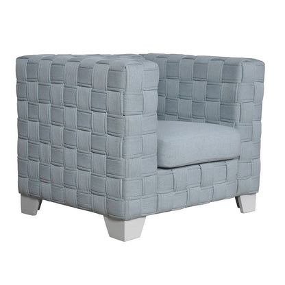 Saree - Chair - Light Teal Chenille & White