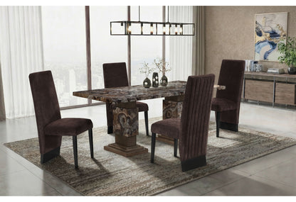 D12DT - 5 Piece Dining Room Set (Dining Table With 4 Dining Chairs) - Dark Brown