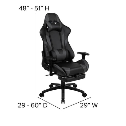 Flash Furniture - 2 Piece Ergonomic Racing Style Gaming - Gray