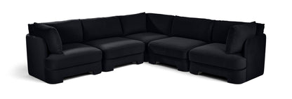 Hammond - Velvet Performance Fabric Upholstered 5 Piece Corner Sectional
