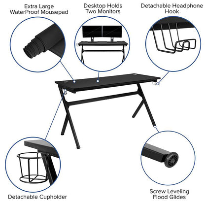 Flash Furniture - 2 Piece X20 Premium Gaming Chair With XL Gaming Desk Set - Black / Blue