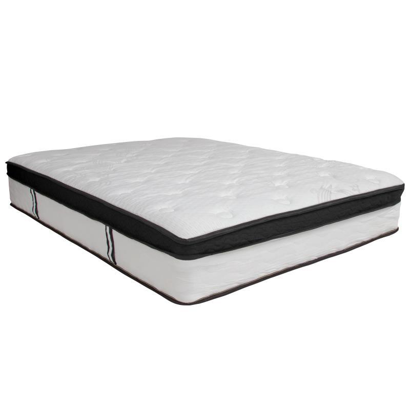 Flash Furniture - Full Size 12" Memory Foam Mattress - White / Black