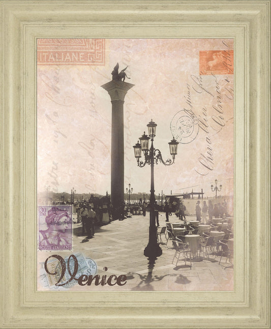 Venice Travelogue By Ben James - Framed Print Wall Art - Beige