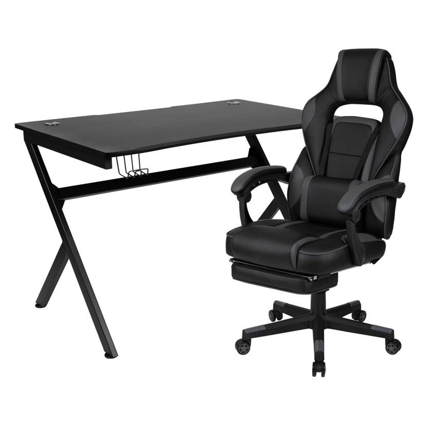 Flash Furniture - 2 Piece Gaming Desk & Chair Set - Black