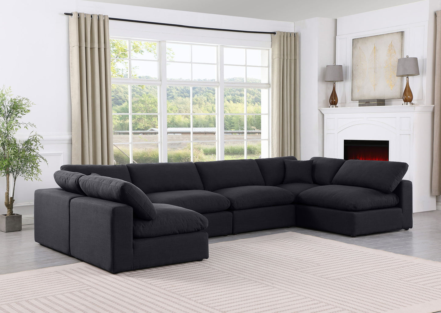 Comfy - 6 Piece Linen Modular Armless Sectional