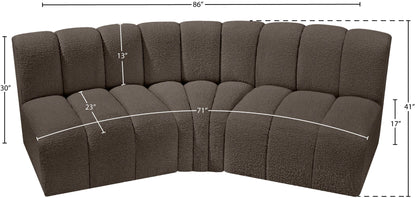 Arc - Boucle Fabric 3 Piece Modular Corner Sofa